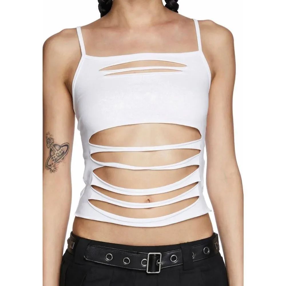 Current Mood Slashed Cutout Cropped Tank - Picture 6 of 6